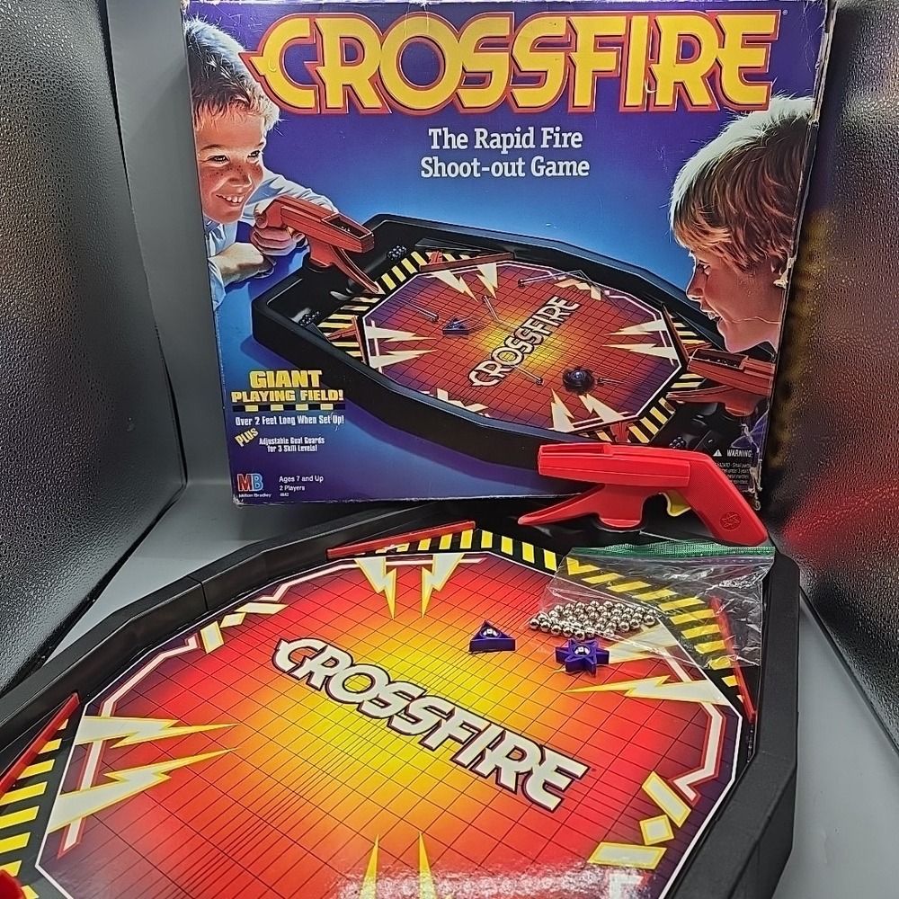 VTG Milton Bradley Crossfire Board Game 1994 Incomplete Missing 39 Metal Marbles